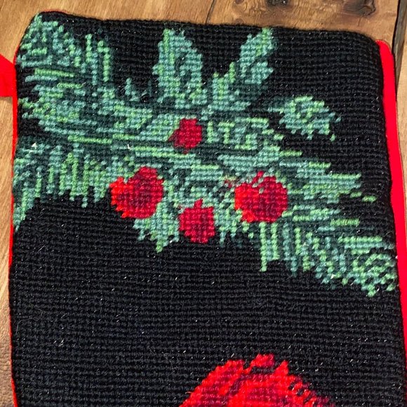 Vintage Needlepoint Christmas Stocking OLD WORLD SANTA - Picture 4 of 7